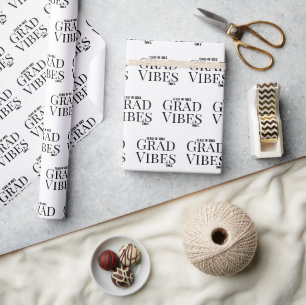Papier Cadeau Vibes de diplôme uniquement blanc/noir