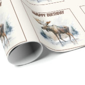 Papier Cadeau Vibes d'hiver Moose - Anniversaire (Coin rond)