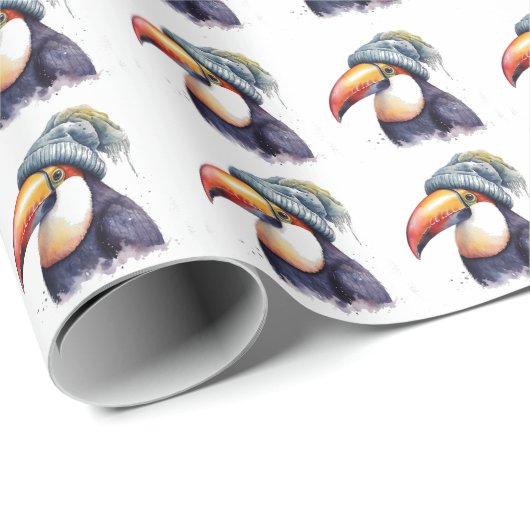 Papier Cadeau Vibes d'hiver Toucan (Coin rond)