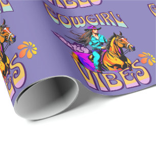 Papier Cadeau Vibes et chevaux de cowgirl de Western Rodeo