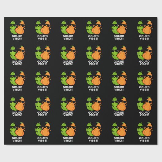 Papier Cadeau Vibes Gourdes Funny Veggie Pun Dark BG (Plat)