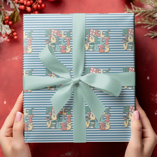 Papier Cadeau Vibes Joyeuses de Noël Rétro