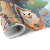Papier Cadeau "Vibes musicales de hérisson" (Coin rond)