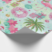 Papier Cadeau Vibes tropicales du Flamant rose de palmiers (Coin)