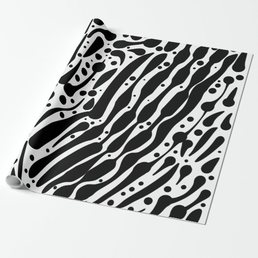 Papier Cadeau Vibes Zebra avec points de brosse coups et points (Déroulé)