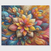 Papier Cadeau Vibrant 3D Abstrait Floral Oil Texture Art (Plat)