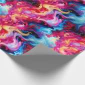 Papier Cadeau Vibrant Abstract Fluid Art Wrapping Paper (Coin)