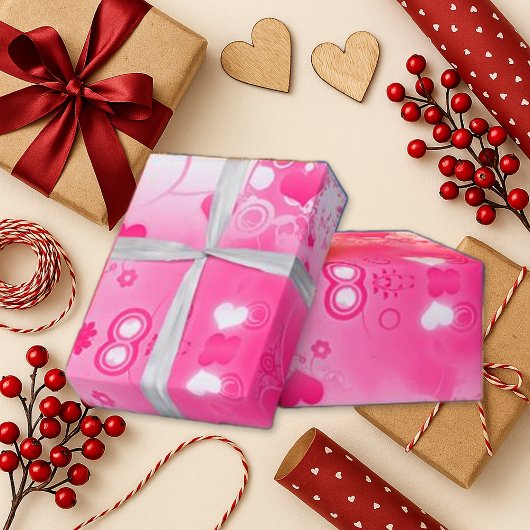 Papier Cadeau Vibrant Coeur rose Abstrait Valentine