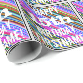 Papier Cadeau Vibrant, coloré 15ème anniversaire + Nom personnal (Coin rond)