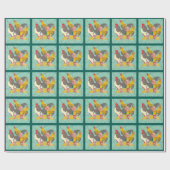 Papier Cadeau Vibrant défilé de coq : poulet coloré (Plat)