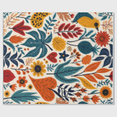 Papier Cadeau Vibrant Folk Art Floral Seamless Pattern (Plat)
