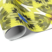 Papier Cadeau vibrant geometric pattern in yellow, green, blue  (Coin rond)