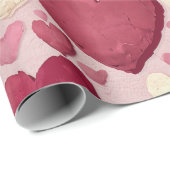 Papier Cadeau Vibrant Heart Pattern Wrapping Paper - Pink, Red,  (Coin rond)