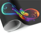 Papier Cadeau Vibrant infinity with rainbow butterfly on black (Coin rond)