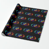 Papier Cadeau Vibrant infinity with rainbow butterfly on black (Déroulé)