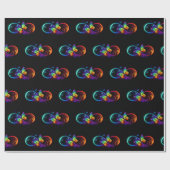 Papier Cadeau Vibrant infinity with rainbow butterfly on black (Plat)