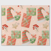 Papier Cadeau Vibrant Noël rose présente (Plat)