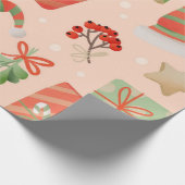 Papier Cadeau Vibrant Noël rose présente (Coin)