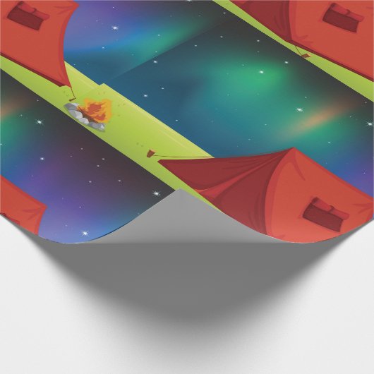 Papier Cadeau Vibrant Northern Lights Camping Tent Night (Coin)