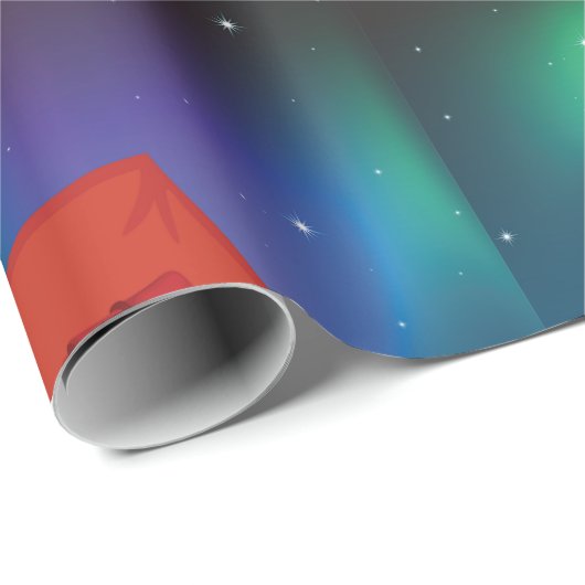 Papier Cadeau Vibrant Northern Lights Camping Tent Night (Coin rond)