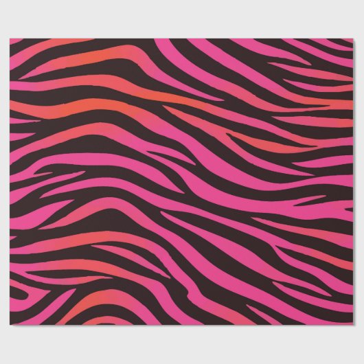 Papier Cadeau Vibrant Orange and Pink Zebra Stripe Pattern (Plat)