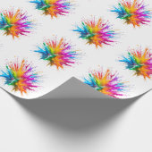 Papier Cadeau Vibrant Rainbow Paint Splatter Explosion (Coin)