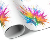 Papier Cadeau Vibrant Rainbow Paint Splatter Explosion (Coin rond)