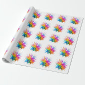 Papier Cadeau Vibrant Rainbow Paint Splatter Explosion (Déroulé)