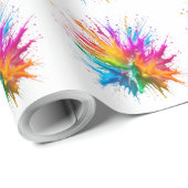 Papier Cadeau Vibrant Rainbow Paint Splatter Explosion (Coin rond)