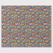 Papier Cadeau Vibrant Rainbow Pride Christmas Wrapping Paper (Plat)