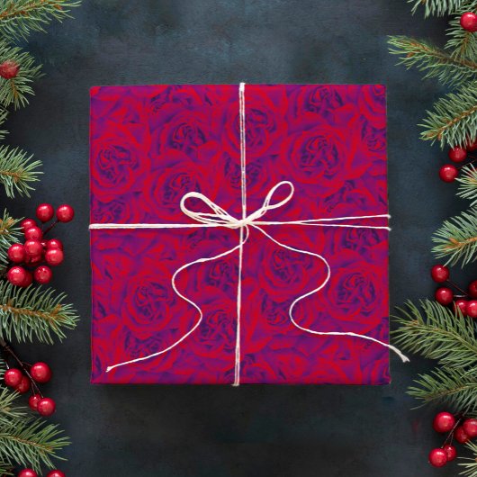Papier Cadeau Vibrant Rose Flowers Pattern