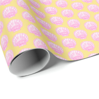 Papier Cadeau Vibrant Shell (Yellow and Pink) Wrapping Paper