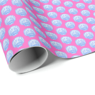 Papier Cadeau Vibrant Shells (Pink and Blue) Wrapping Paper