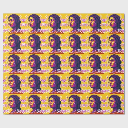 Papier Cadeau Vibrant Stylized Portrait with Abstract Elements (Plat)
