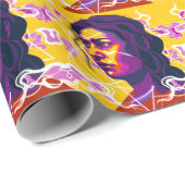 Papier Cadeau Vibrant Stylized Portrait with Abstract Elements (Coin rond)