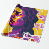 Papier Cadeau Vibrant Stylized Portrait with Abstract Elements (Déroulé)