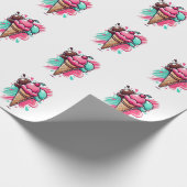 Papier Cadeau Vibrant Triple Scoop Crème de glace Art - Dessert  (Coin)