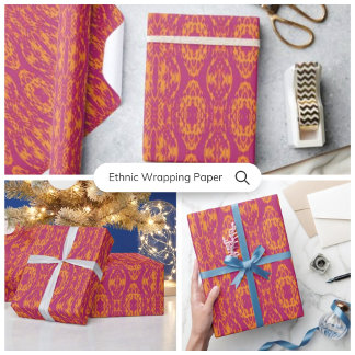 Papier Cadeau Vibrant violet orange mosaïque ethnique géométriqu