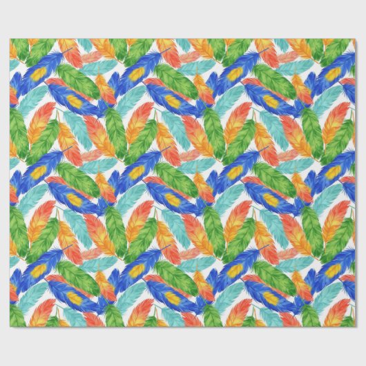 Papier Cadeau Vibrant Watercolor Feather Pattern — Abstract ِArt (Plat)