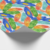 Papier Cadeau Vibrant Watercolor Feather Pattern — Abstract ِArt (Coin)