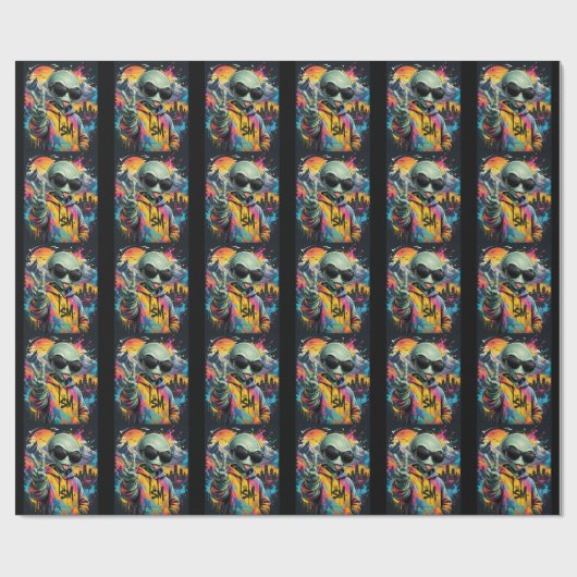 Papier Cadeau Vibrations d'Alien Drôles (Plat)