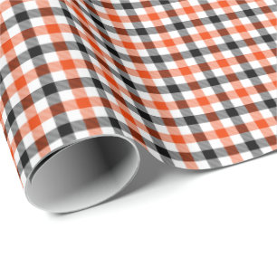 Papier Cadeau Vichy à carreaux orange, noir et blanc
