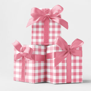 Papier Cadeau Vichy à carreaux rose 5 cm