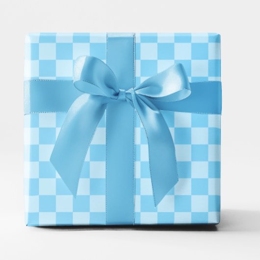 Papier Cadeau Vichy Bleu Bébé