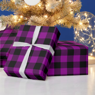 Papier Cadeau Vichy Buffalo Noir et Magenta Foncé