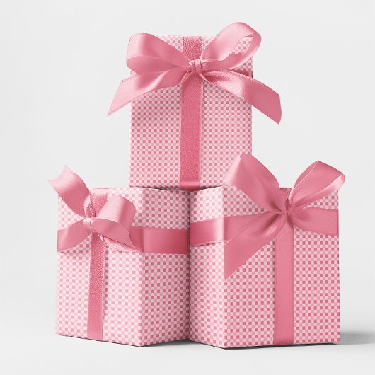 Papier Cadeau Vichy rose petit damier