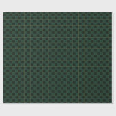 Papier Cadeau Vichy vert et or élégant  (Plat)