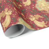 Papier Cadeau Victorian Nativity Angels Christmas Wrapping Paper (Coin rond)