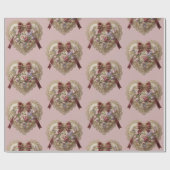 Papier Cadeau Victorian Rose Lace Heart Wrapping Paper (Plat)