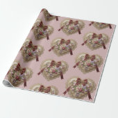 Papier Cadeau Victorian Rose Lace Heart Wrapping Paper (Déroulé)